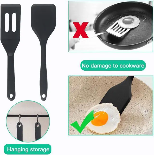 Alt view image 6 of 6 - Small Silicone Spatula Set, Mini Spatulas for Baking, Cooking, Serving | Heat resistant to 446°F, thin narrow spatulas for kitchen use safe for non stick frying pans, great for cookies & brownies