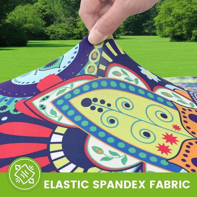 Alt view image 2 of 7 - Smiry Spandex Fitted Tablecloth for 6 Foot Rectangle Tables, Washable Picnic Table Cover with Elastic, Stretch Reusable Table Cloth for Outdoor, Camping, Dining & Kitchen (Paisley, 30"x72")