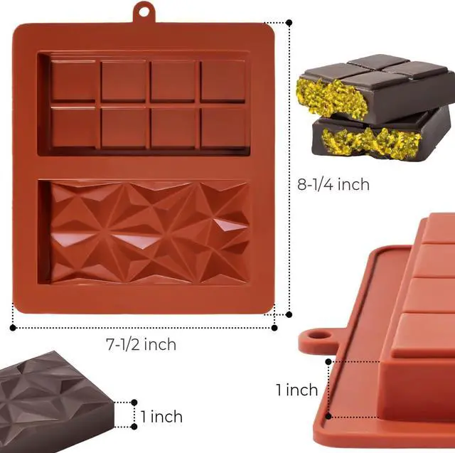Alt view image 2 of 7 - UWILLION Chocolate Bar Mold Deep Dubai 1 Inch Pistachio Chocolate Bar Silicone Thick Mold for Stuffed Bar, Large Candy Bar Mould for Filling