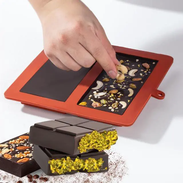Alt view image 4 of 7 - UWILLION Chocolate Bar Mold Deep Dubai 1 Inch Pistachio Chocolate Bar Silicone Thick Mold for Stuffed Bar, Large Candy Bar Mould for Filling