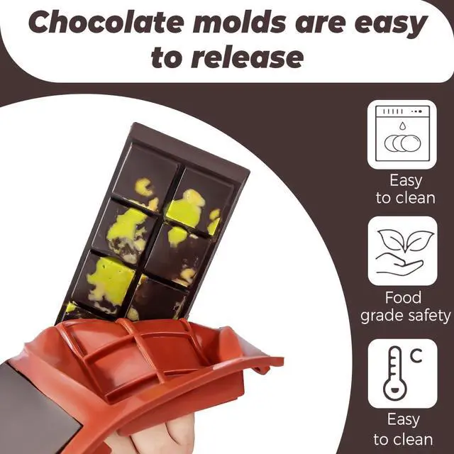 Alt view image 7 of 7 - UWILLION Chocolate Bar Mold Deep Dubai 1 Inch Pistachio Chocolate Bar Silicone Thick Mold for Stuffed Bar, Large Candy Bar Mould for Filling