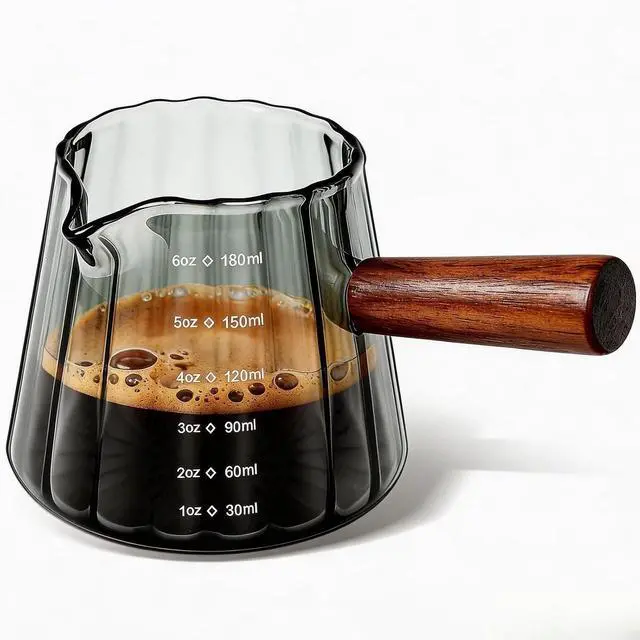 Main image of Olvini Espresso Cups 6oz, Espresso Accessories, Espresso Shot Cups with V-Shaped Pour Spout, Espresso Shot Glass, Coffee Measuring Cup with Handle, Grey