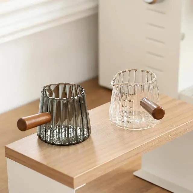 Alt view image 7 of 7 - Olvini Espresso Cups 6oz, Espresso Accessories, Espresso Shot Cups with V-Shaped Pour Spout, Espresso Shot Glass, Coffee Measuring Cup with Handle, Grey