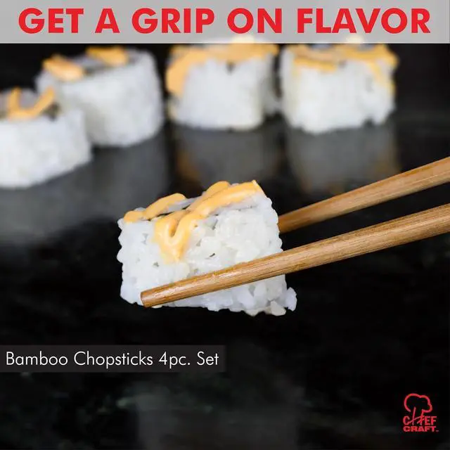 Alt view image 2 of 5 - Chef Craft Select Bamboo Chopsticks 4 piece set, Natural