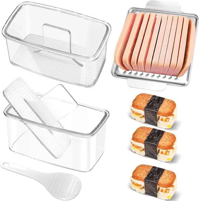 Main image of Musubi Press Mold Kit with Slicer for SPAM, 2 Pack Hawaiian Sushi Rice Press Maker for Onigiri (Non-Stick, Easy Clean)