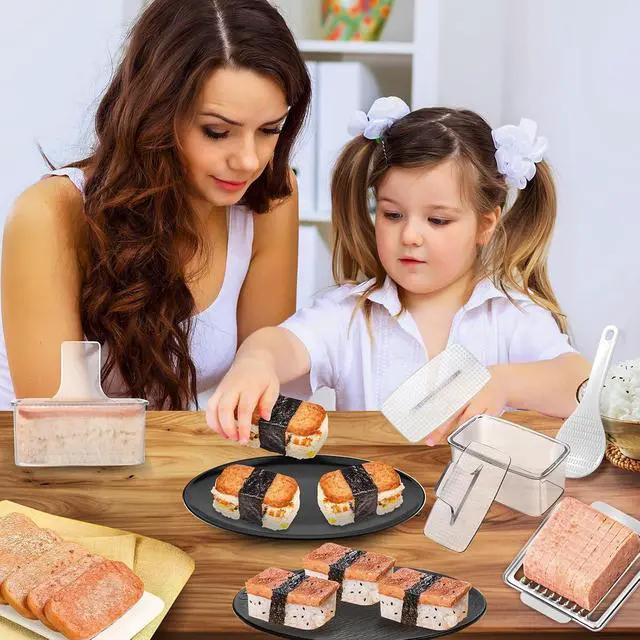 Alt view image 7 of 7 - Musubi Press Mold Kit with Slicer for SPAM, 2 Pack Hawaiian Sushi Rice Press Maker for Onigiri (Non-Stick, Easy Clean)