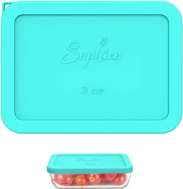 Main image of SOPHICO 3 Cup Rectangle Silicone Replacement Lids for Pyrex 7210-PC Glass | Food Grade Silicone, LeakproofAirtight Lids, Dishwasher Microwave Safe(1 Pack)