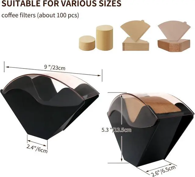 Alt view image 2 of 6 - PADELE Coffee Filter Holder, Black | Organizer, Coffee Station Accessoriesconecoffee filterscoffee filter storagecoffee filter container