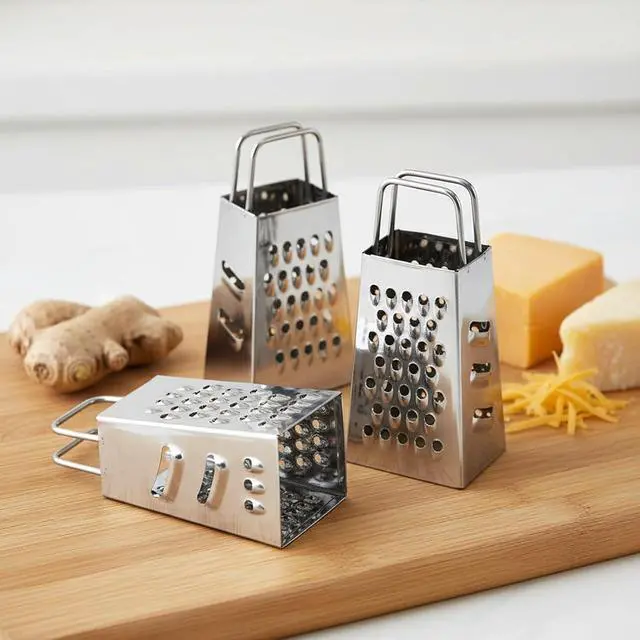 Alt view image 2 of 7 - Mini Box Cheese Graters Set of 4, Stainless Steel Grater for Ginger, Garlic, Lemon, Potato, Chocolate, Vegetables (2.3 * 1.38inch)