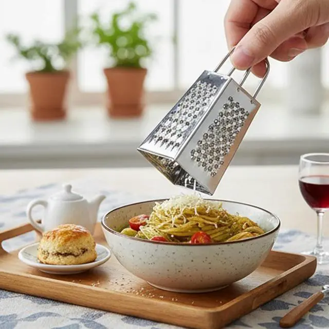 Alt view image 3 of 7 - Mini Box Cheese Graters Set of 4, Stainless Steel Grater for Ginger, Garlic, Lemon, Potato, Chocolate, Vegetables (2.3 * 1.38inch)