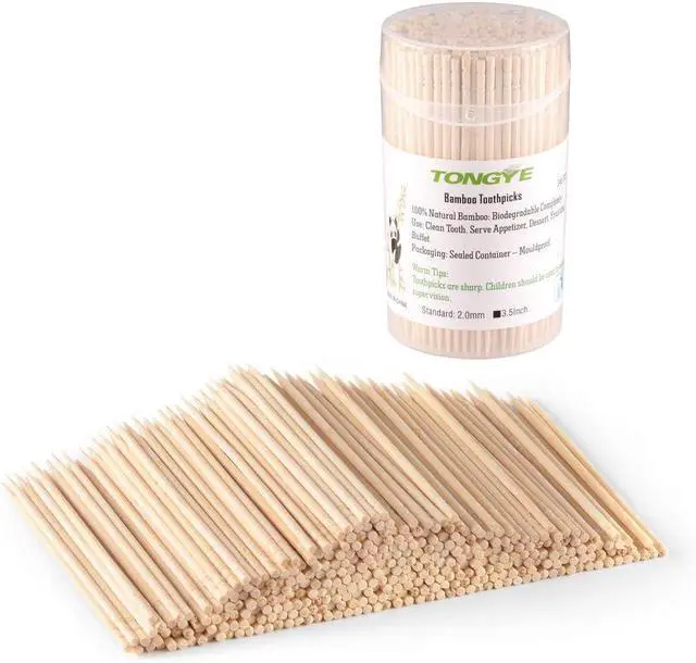 Main image of 340 PCS Bamboo Toothpicks 3.5 inch, Ornate Kokeshi Style Tooth Picks, Round Long Toothpick wood, Large Wooden Toothpicks, Small Skewers for Appetizer, Cocktail Olives, Cupcake Toppers, Cake Testing.