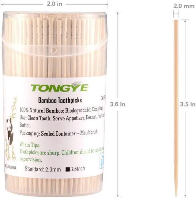 Alt view image 3 of 5 - 340 PCS Bamboo Toothpicks 3.5 inch, Ornate Kokeshi Style Tooth Picks, Round Long Toothpick wood, Large Wooden Toothpicks, Small Skewers for Appetizer, Cocktail Olives, Cupcake Toppers, Cake Testing.