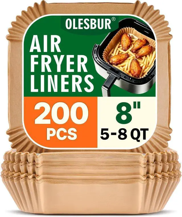 Main image of OLESBUR Air Fryer Liners Disposable, 200Pcs 8 Inch Airfryer Paper Liners, Unbleached Parchment Paper for Air Fryer Basket, Non-Stick Air Fryer Accessories, Liners for Baking, Parchment Paper Sheets