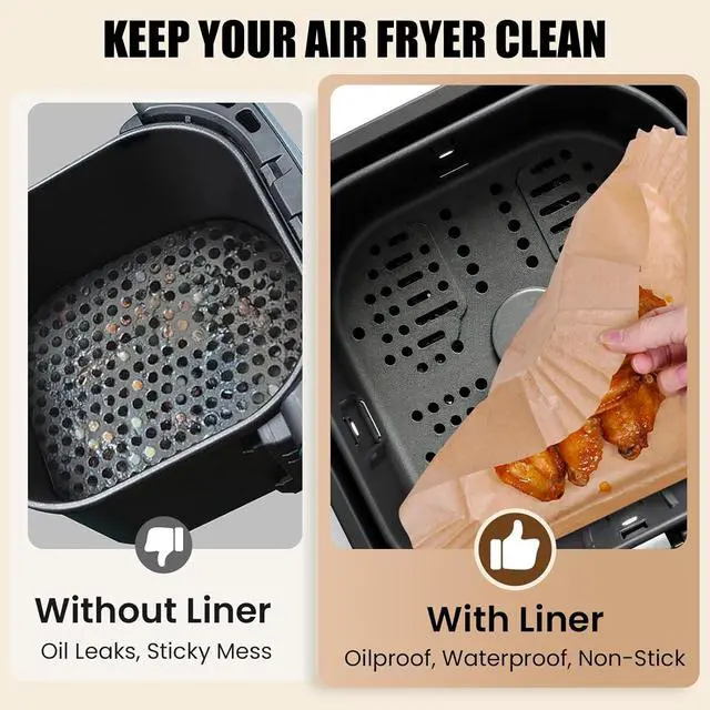 Alt view image 2 of 7 - OLESBUR Air Fryer Liners Disposable, 200Pcs 8 Inch Airfryer Paper Liners, Unbleached Parchment Paper for Air Fryer Basket, Non-Stick Air Fryer Accessories, Liners for Baking, Parchment Paper Sheets