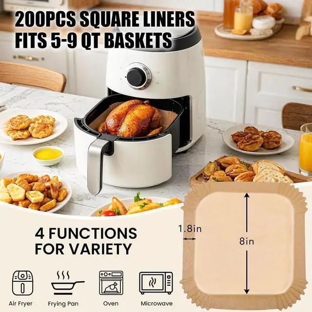 Alt view image 4 of 7 - OLESBUR Air Fryer Liners Disposable, 200Pcs 8 Inch Airfryer Paper Liners, Unbleached Parchment Paper for Air Fryer Basket, Non-Stick Air Fryer Accessories, Liners for Baking, Parchment Paper Sheets