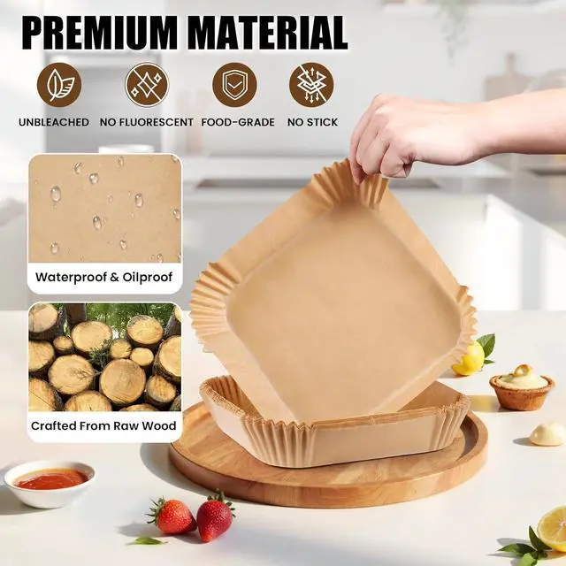 Alt view image 5 of 7 - OLESBUR Air Fryer Liners Disposable, 200Pcs 8 Inch Airfryer Paper Liners, Unbleached Parchment Paper for Air Fryer Basket, Non-Stick Air Fryer Accessories, Liners for Baking, Parchment Paper Sheets