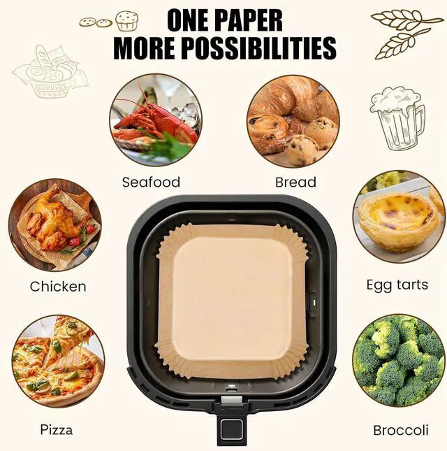 Alt view image 7 of 7 - OLESBUR Air Fryer Liners Disposable, 200Pcs 8 Inch Airfryer Paper Liners, Unbleached Parchment Paper for Air Fryer Basket, Non-Stick Air Fryer Accessories, Liners for Baking, Parchment Paper Sheets