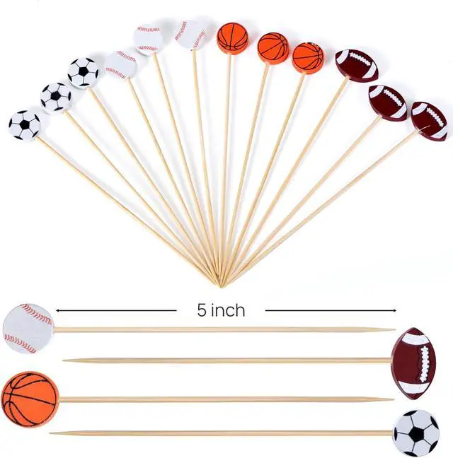Alt view image 2 of 5 - JtmyAota 100 Pack Baseball Toothpicks, 4.7 Inch Bamboo Cocktail Picks | Bamboo Toothpicks for Sports Catered Event Birthday Themed Party Decorations