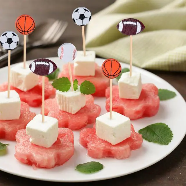 Alt view image 4 of 5 - JtmyAota 100 Pack Baseball Toothpicks, 4.7 Inch Bamboo Cocktail Picks | Bamboo Toothpicks for Sports Catered Event Birthday Themed Party Decorations