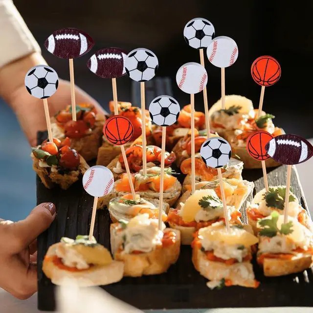 Alt view image 5 of 5 - JtmyAota 100 Pack Baseball Toothpicks, 4.7 Inch Bamboo Cocktail Picks | Bamboo Toothpicks for Sports Catered Event Birthday Themed Party Decorations