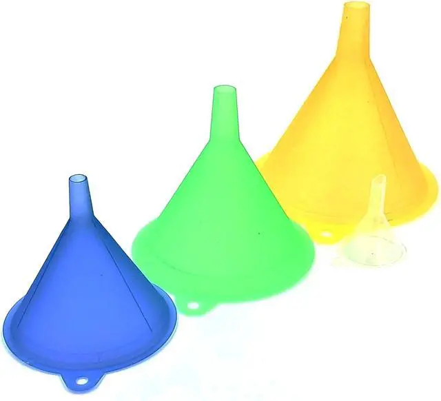 Alt view image 4 of 4 - Funnels Variety Set of 5 Mini, Small to Larg Plastic Funnel for Kitchen Liquid Spices Powder Cosmetic Lotion Essential Oils