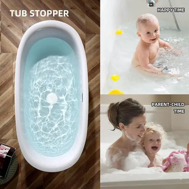 Alt view image 5 of 7 - Tub Stopper 2PCS,Bathtub Drain Stopper,6 inches Bathtub Tub Drain Cover Stopper,Silicone Drain Plug,Kitchen Bathroom Hair Water Shower Stopper,Large Bathroom Laundry Accessories (Grey/White)