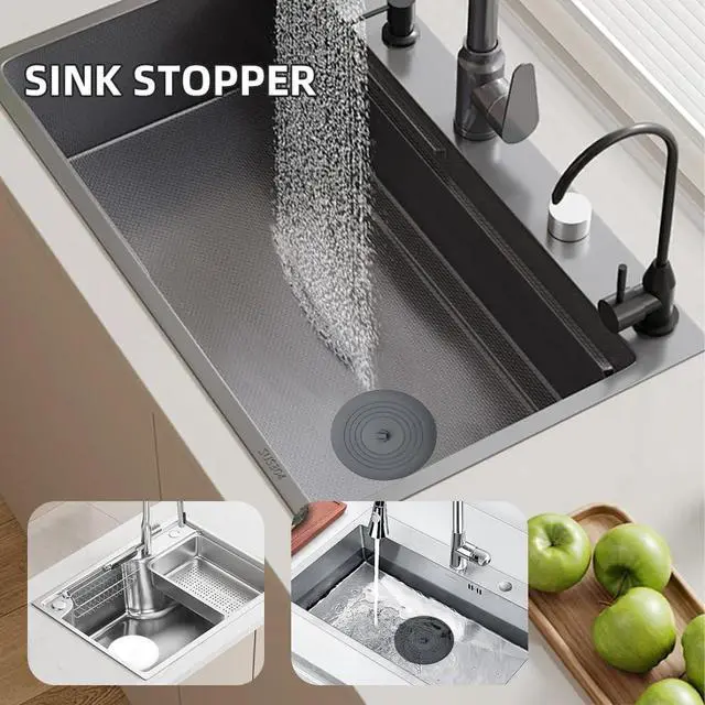 Alt view image 6 of 7 - Tub Stopper 2PCS,Bathtub Drain Stopper,6 inches Bathtub Tub Drain Cover Stopper,Silicone Drain Plug,Kitchen Bathroom Hair Water Shower Stopper,Large Bathroom Laundry Accessories (Grey/White)