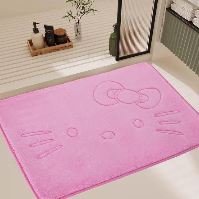 Main image of Pink Cartoon Non Slip Memory Foam Bath Mat 15.75 x 23.62 Inch | Cute Design,Super Soft & Water Absorbent Multi-Use Rug, Suitable for Bathroom, Bedroom, Living Room and Entry Door