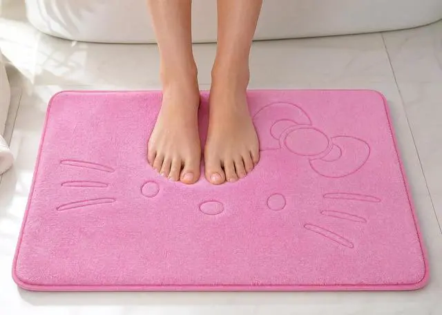 Alt view image 3 of 7 - Pink Cartoon Non Slip Memory Foam Bath Mat 15.75 x 23.62 Inch | Cute Design,Super Soft & Water Absorbent Multi-Use Rug, Suitable for Bathroom, Bedroom, Living Room and Entry Door