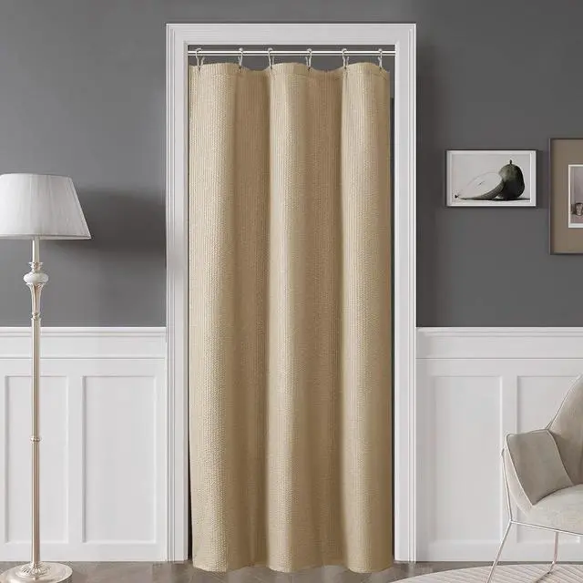 Main image of OVZME Taupe Stall Fabric Shower Curtain 36 x 72 Inch, Soft Waffle Small Shower Curtain for Bathroom with Texture for Narrow Stall Size, Machine Washable Water Resistance, Hotel Style
