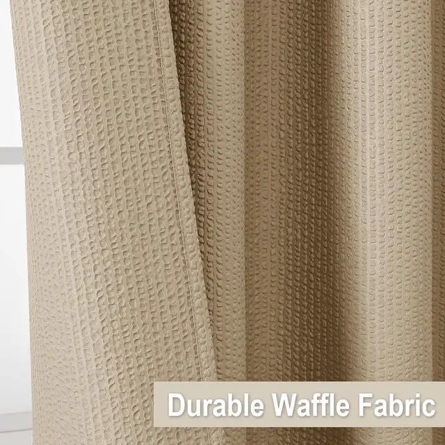 Alt view image 6 of 7 - OVZME Taupe Stall Fabric Shower Curtain 36 x 72 Inch, Soft Waffle Small Shower Curtain for Bathroom with Texture for Narrow Stall Size, Machine Washable Water Resistance, Hotel Style