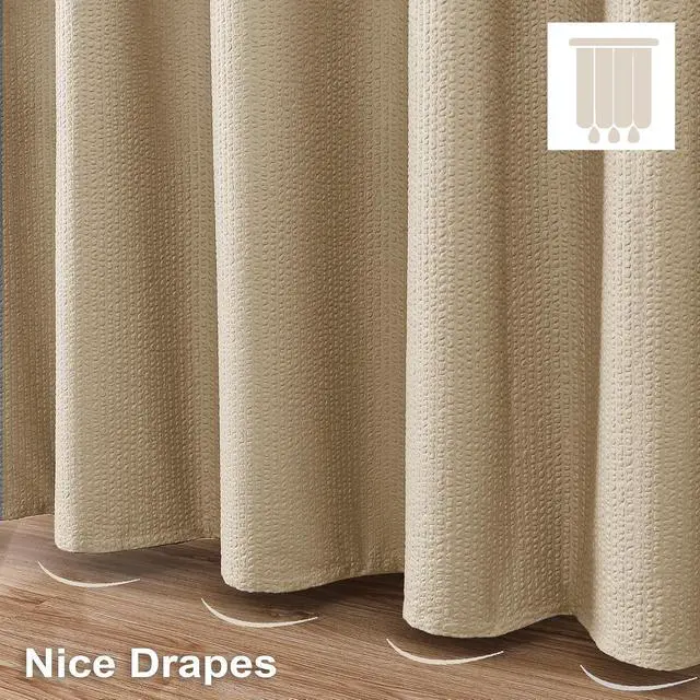 Alt view image 7 of 7 - OVZME Taupe Stall Fabric Shower Curtain 36 x 72 Inch, Soft Waffle Small Shower Curtain for Bathroom with Texture for Narrow Stall Size, Machine Washable Water Resistance, Hotel Style