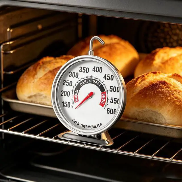 Alt view image 7 of 7 - Oven Thermometer Extra Large 3" with Easy-Read Dial | 150-600F Pro Accurate Temp Gauge for Kitchen, Baking, Grill & Meat | Hang or Stand for Gas/Electric Ovens
