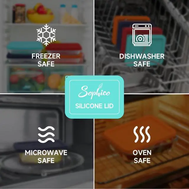 Alt view image 5 of 7 - SOPHICO 3 Cup Rectangle Silicone Replacement Lids for Pyrex 7210-PC Glass | Food Grade Silicone, LeakproofAirtight Lids, Dishwasher Microwave Safe(1 Pack)