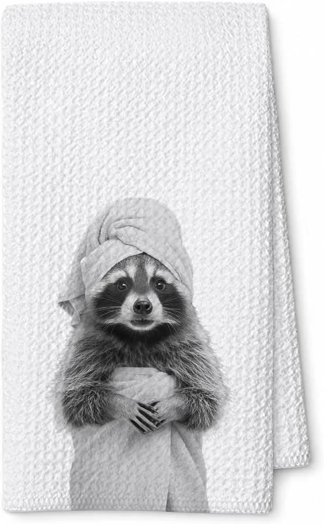 Main image of Cute Raccoon Kitchen Towels 1 PCS, Funny Raccoon Hand Towels for Bathroom, Animal Dish Towel Decor, Cute Raccoon Gifts for Women, Pet Owners, Housewarming
