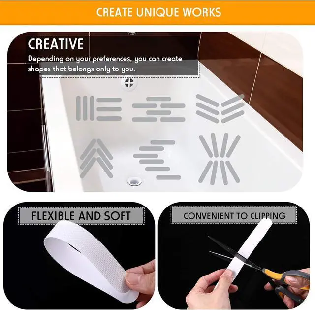 Alt view image 4 of 7 - Patelai 72 Pieces Anti Slip Shower Stickers Set, Non-Slip Safety Bathtub Strips, Peva Non-Slip Shower Strips Treads, Transparent Tubs Mat for Bathroom, Kitchen, Ladders, Stairs Steps, Pools, Bathtub