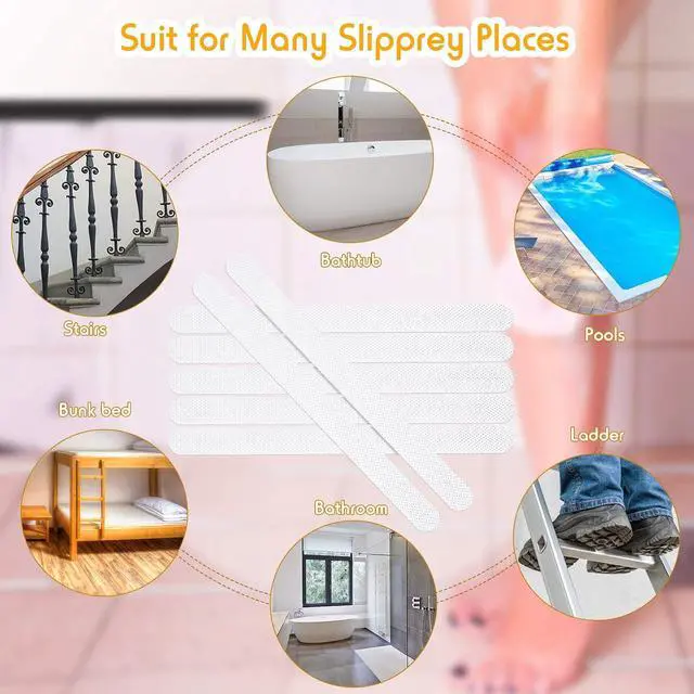Alt view image 7 of 7 - Patelai 72 Pieces Anti Slip Shower Stickers Set, Non-Slip Safety Bathtub Strips, Peva Non-Slip Shower Strips Treads, Transparent Tubs Mat for Bathroom, Kitchen, Ladders, Stairs Steps, Pools, Bathtub