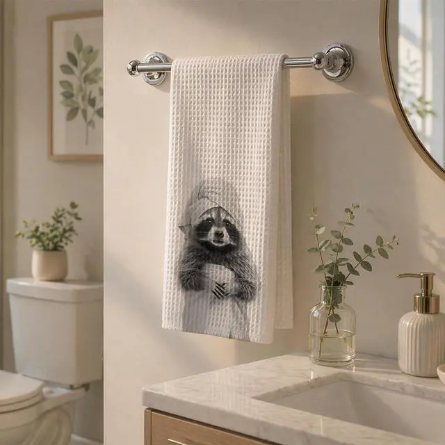 Alt view image 7 of 7 - Cute Raccoon Kitchen Towels 1 PCS, Funny Raccoon Hand Towels for Bathroom, Animal Dish Towel Decor, Cute Raccoon Gifts for Women, Pet Owners, Housewarming