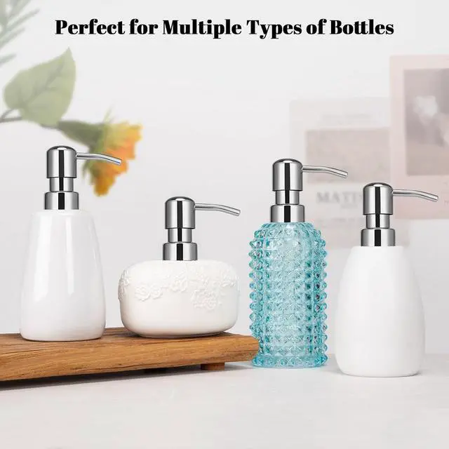 Alt view image 3 of 7 - 2 Pack Stainless Steel Soap Dispenser Pump Replacement Standard 28/400 Thread for Lotion Dish Soap Kitchen Bathroom