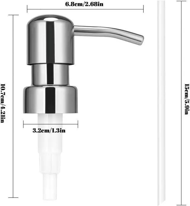 Alt view image 5 of 7 - 2 Pack Stainless Steel Soap Dispenser Pump Replacement Standard 28/400 Thread for Lotion Dish Soap Kitchen Bathroom