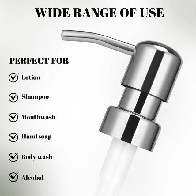 Alt view image 7 of 7 - 2 Pack Stainless Steel Soap Dispenser Pump Replacement Standard 28/400 Thread for Lotion Dish Soap Kitchen Bathroom