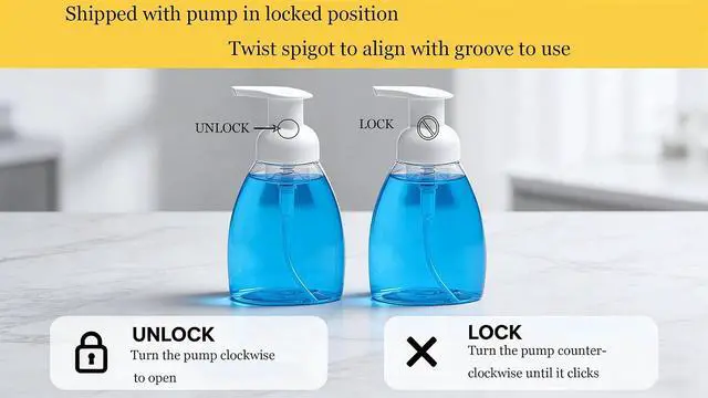 Alt view image 3 of 7 - 2-Pack Foaming Soap Dispenser Pump Bottles,Foam Hand Soap Dispenser with Refillable Plastic Container for Shampoo for Bathroom & Kitchen-Clear,8 oz(250ml)