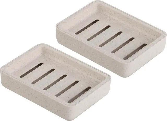 Main image of Soap Dish with Drain 2 Pack Plastic Sponge Holder for Shower | Soap Box Double Layer Draining Soap Case Soap Container Easy Cleaning for Bathroom Kitchen Sinks