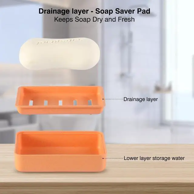 Alt view image 4 of 7 - Soap Dish with Drain 2 Pack Plastic Sponge Holder for Shower | Soap Box Double Layer Draining Soap Case Soap Container Easy Cleaning for Bathroom Kitchen Sinks