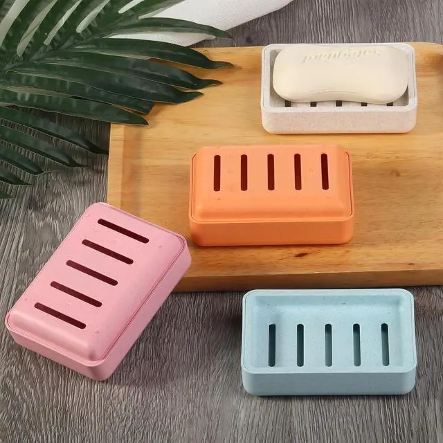 Alt view image 6 of 7 - Soap Dish with Drain 2 Pack Plastic Sponge Holder for Shower | Soap Box Double Layer Draining Soap Case Soap Container Easy Cleaning for Bathroom Kitchen Sinks