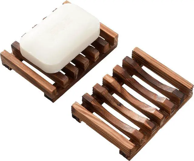 Main image of Wooden Soap Dish for Shower,Set of 2 Shower Soap Holder,Self draining Bar Soap Holder for Bathroom, Homemade Soaps Saver Natural Soaps Tray, Vowupt