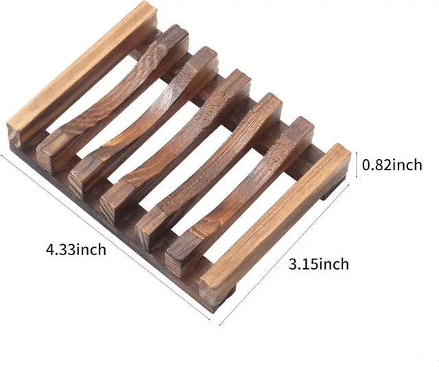 Alt view image 5 of 6 - Wooden Soap Dish for Shower,Set of 2 Shower Soap Holder,Self draining Bar Soap Holder for Bathroom, Homemade Soaps Saver Natural Soaps Tray, Vowupt