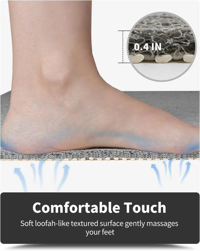 Alt view image 3 of 6 - Non-Slip Bathtub Mat, 16x24 Inch, Shower Mats for Bath Tub, PVC Loofah Bathroom Mats for Wet Areas, Quick Drying Foot Scrubber Mat