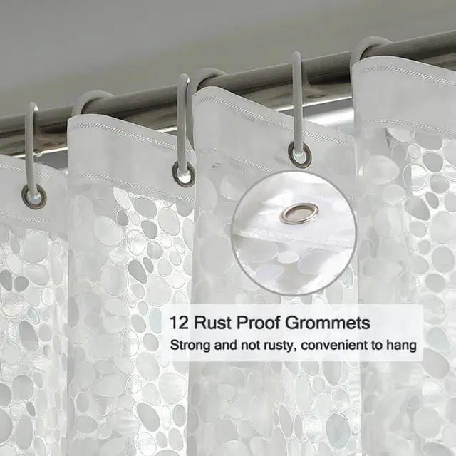 Alt view image 2 of 7 - EVA Clear Shower Curtain Liner, 3D Water Cube 5G Shower Liners with 12 Rustproof Metal Grommets and Weighted Magnets, Waterproof Duty for Bathroom 72 x 72