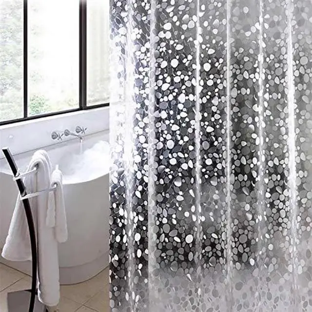 Main image of EVA Clear Shower Curtain Liner, 3D Water Cube 5G Shower Liners with 12 Rustproof Metal Grommets and Weighted Magnets, Waterproof Duty for Bathroom 72 x 72